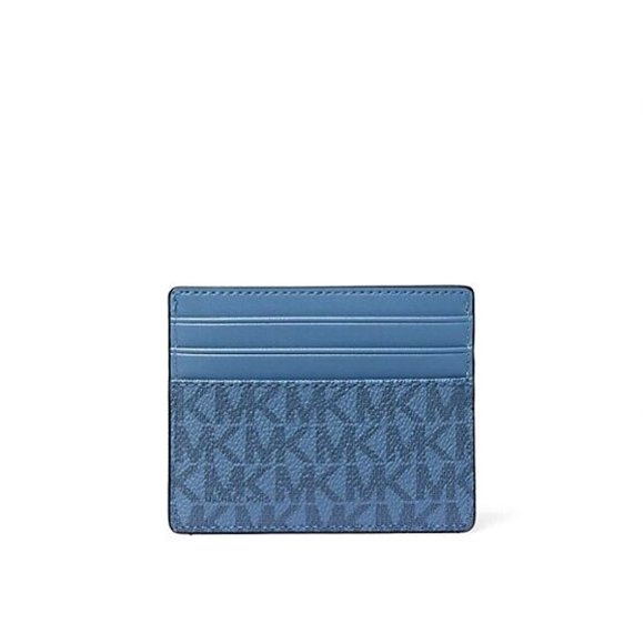 New Michael Kors Cooper Tall Сard Сase PVC with Leather Denim Multi - Picture 2 of 2